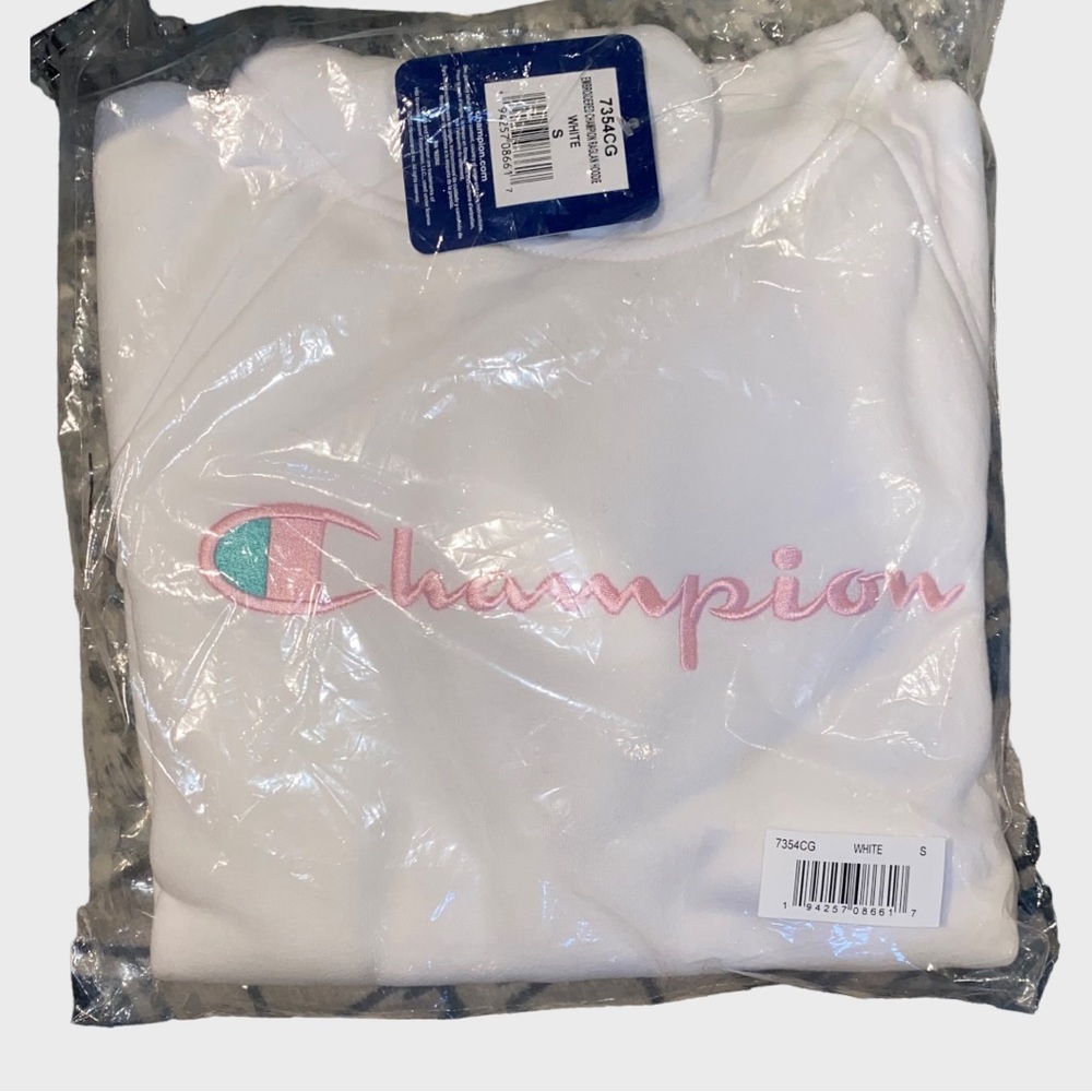 White Champion Raglan Hoodie Sweatshirt • Multiple Sizes